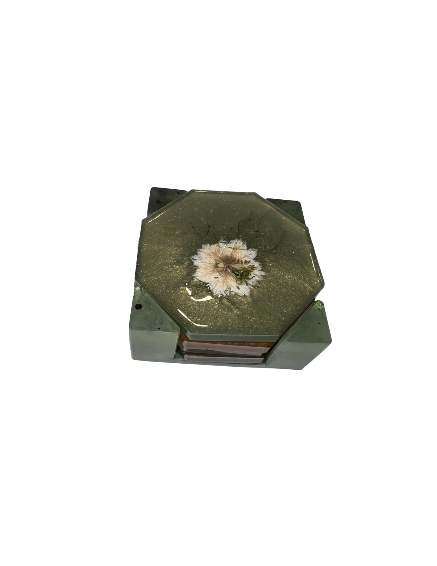 4 Round coasters with holder