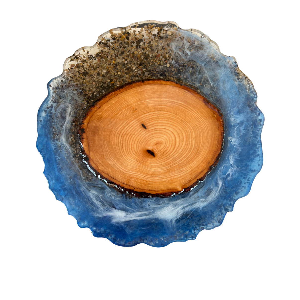 Ocean Wave Resin & Wood Lazy Susan